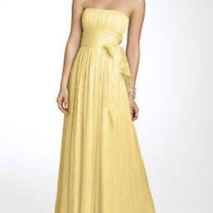 BCBG Yellow Silk Strapless Prom Bridesmaid Gown